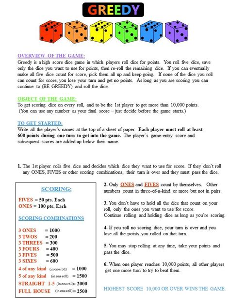 rules to 10000 dice game|Dice Game Rules 10000: TEN Thousand Dice Game RULES.